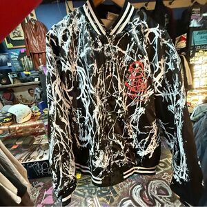 Vintage 80s Warm AF Upcycled BadSeed Splatter Bomber XXL - Hand-Painted. Custom